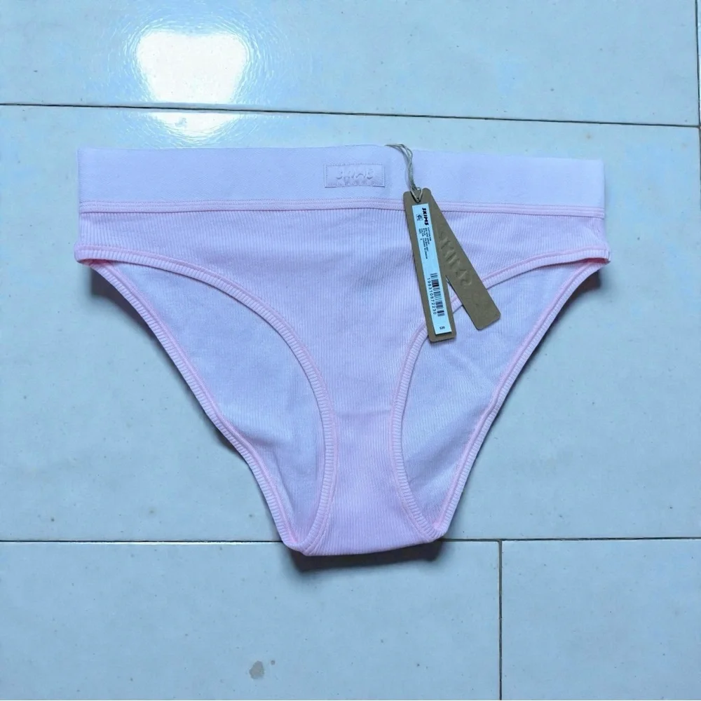 🌸 SKIMS Cotton Rib Mid Rise Brief | S | Cherry Blossom | NWT 🌸